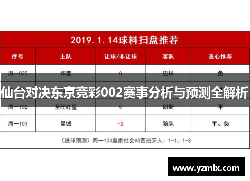 仙台对决东京竞彩002赛事分析与预测全解析