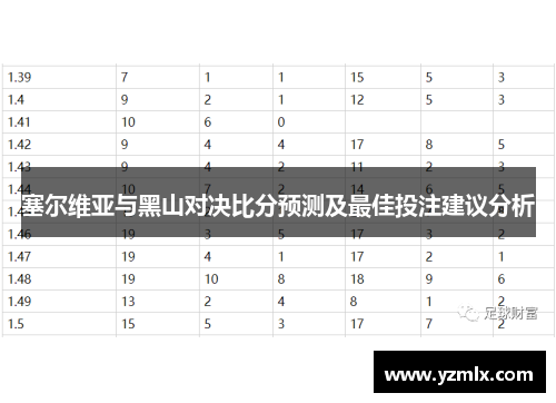 塞尔维亚与黑山对决比分预测及最佳投注建议分析